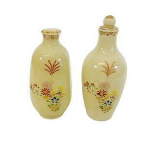 Jars Vases Lids 2 Different Shapes Florals Gold Gilding Hand Painted Hallmarked